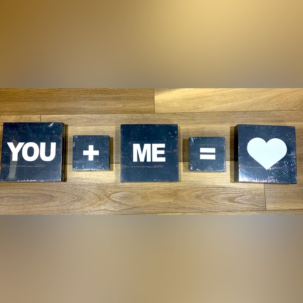 You and Me equal heart decor sign.‎ Black and White. NEW